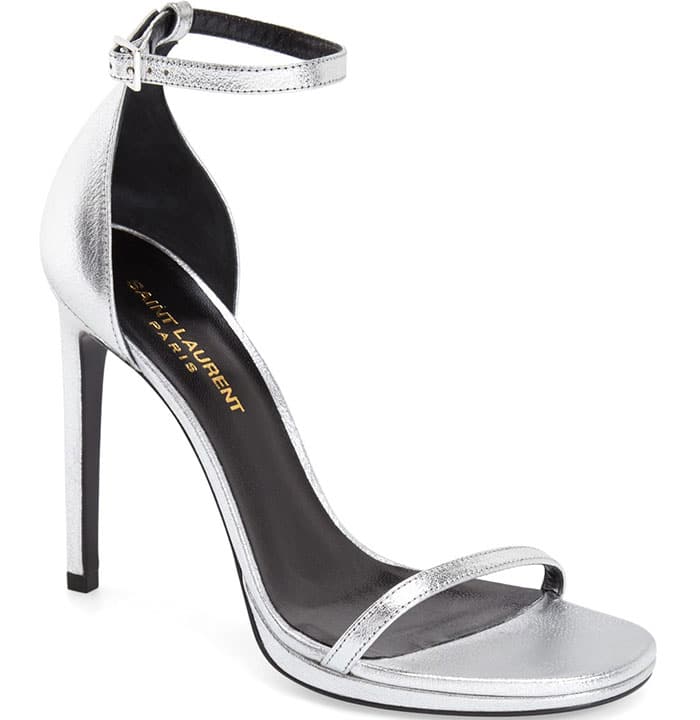 Saint-Laurent Jane Ankle Strap Sandals Silver