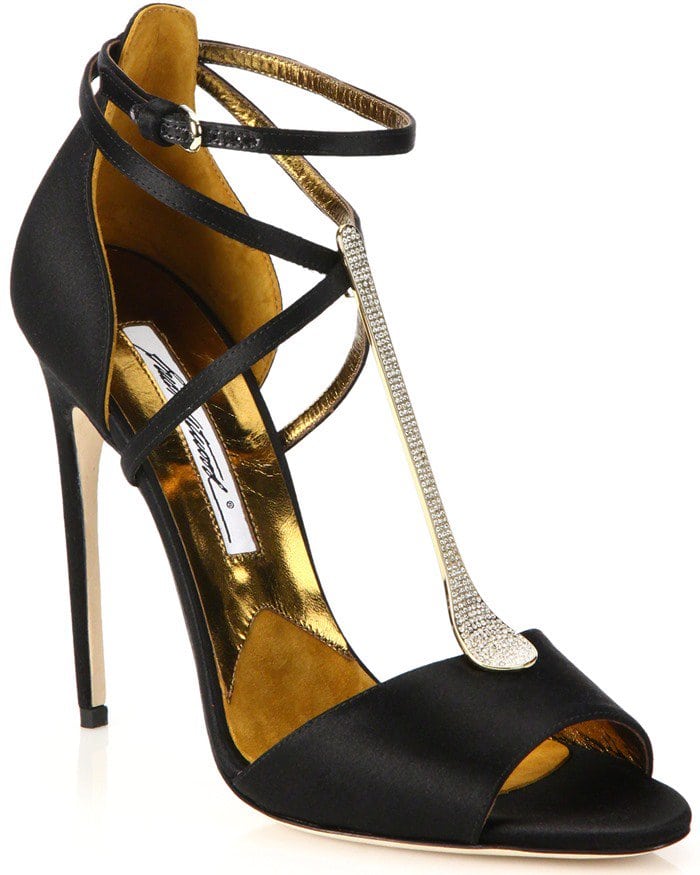 Brian Atwood Avice Satin Embellished T-Strap Sandals