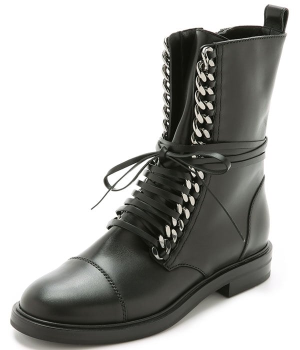 Casadei Leather and Chain Combat Boots