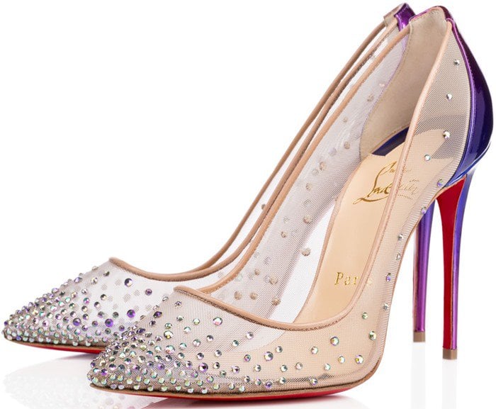 Christian Louboutin Pigalle Follies Strass Nude Mesh