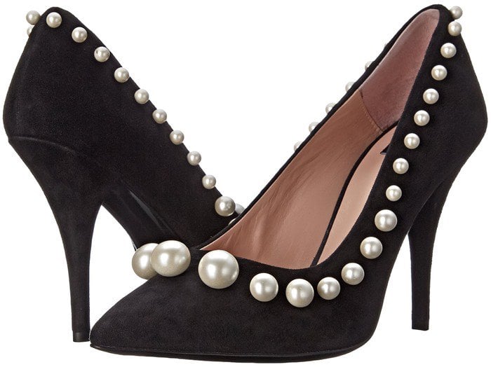 Boutique Moschino 100mm Pearl Suede Pumps