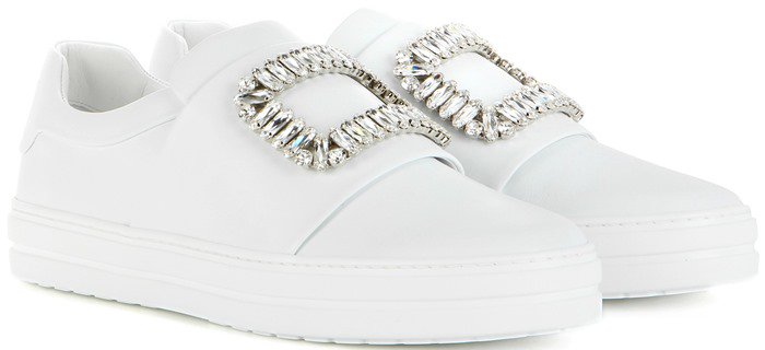 Roger Vivier Sneaky Viv white embellished patent leather sneakers