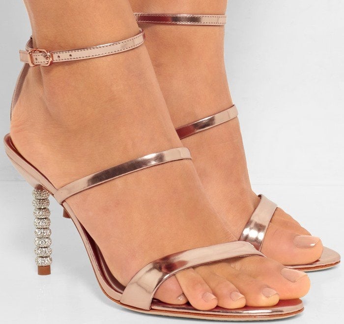 Sophia Webster Rosalind Crystal embellished metallic leather sandals