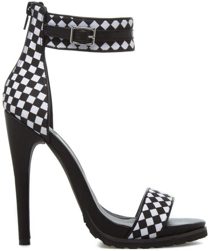 black and white checkered high heels
