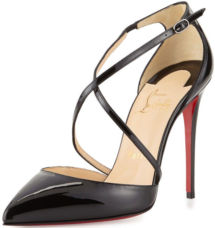 Christian Louboutin Cross Blake 100mm Patent Red Sole Pump in Black