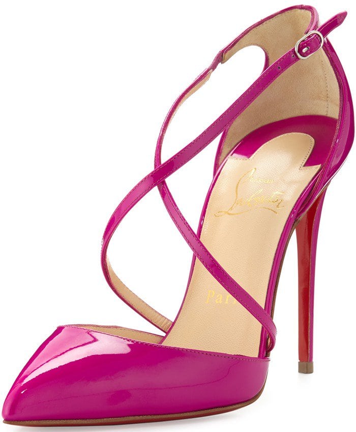 Christian Louboutin Cross Blake 100mm Patent Red Sole Pump in Indian Rose