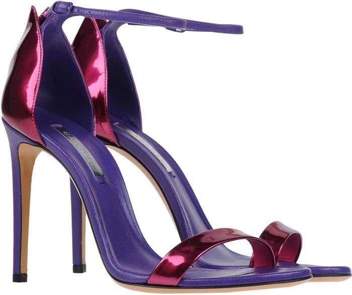 Purple Metallic Casadei Ankle-Strap Sandals