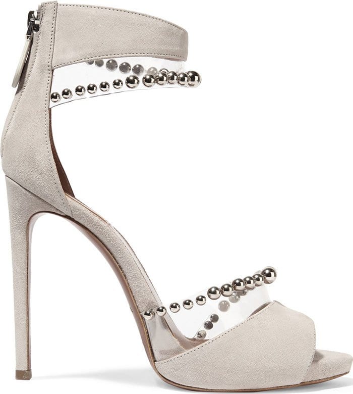 Alaia Bead-Embellished PVC and Suede Sandals