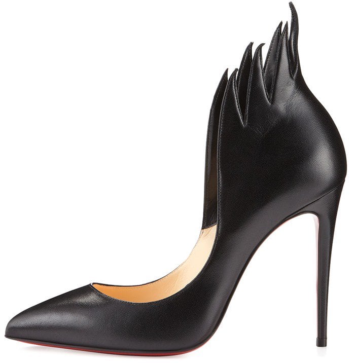 Christian Louboutin 'Victorina' Flame Topline Pointy Toe Pump in Black Leather