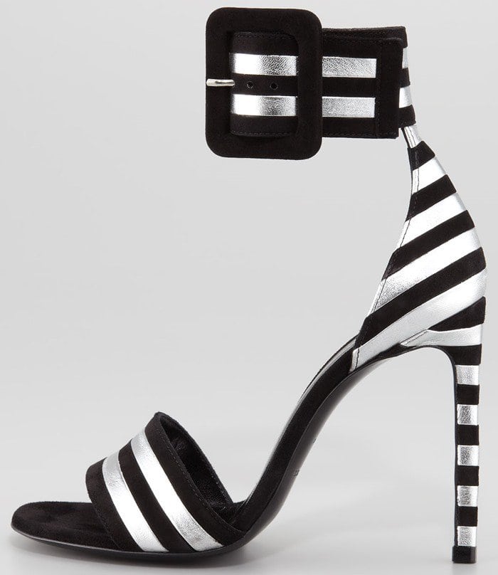 Saint Laurent Paloma Striped Ankle-Strap Sandals