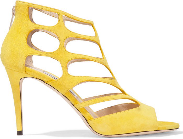 Jimmy Choo Ren soft yellow cutout suede sandals