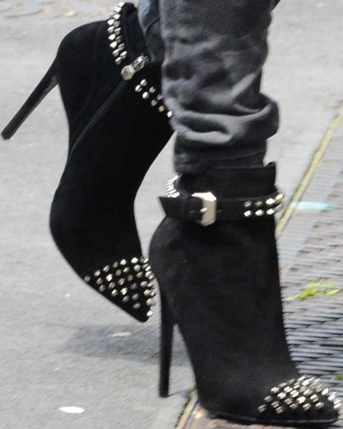 Paris goes studded in Philipp Plein's "On My Boo" boots in black suede