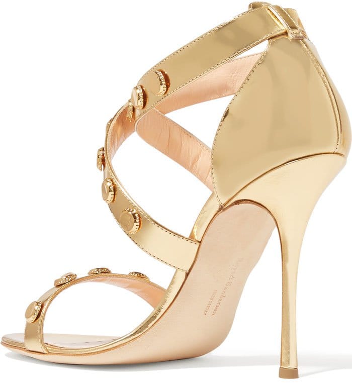 Gold Rupert Sanderson Tiffany Embellished Metallic Sandals