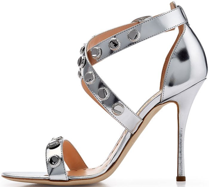 Silver Rupert Sanderson Tiffany Embellished Metallic Sandals