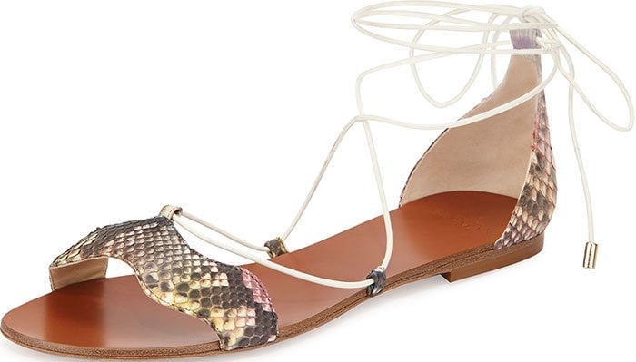 Alexandre-Birman-Python-Lace-Up-Flat-Sandals