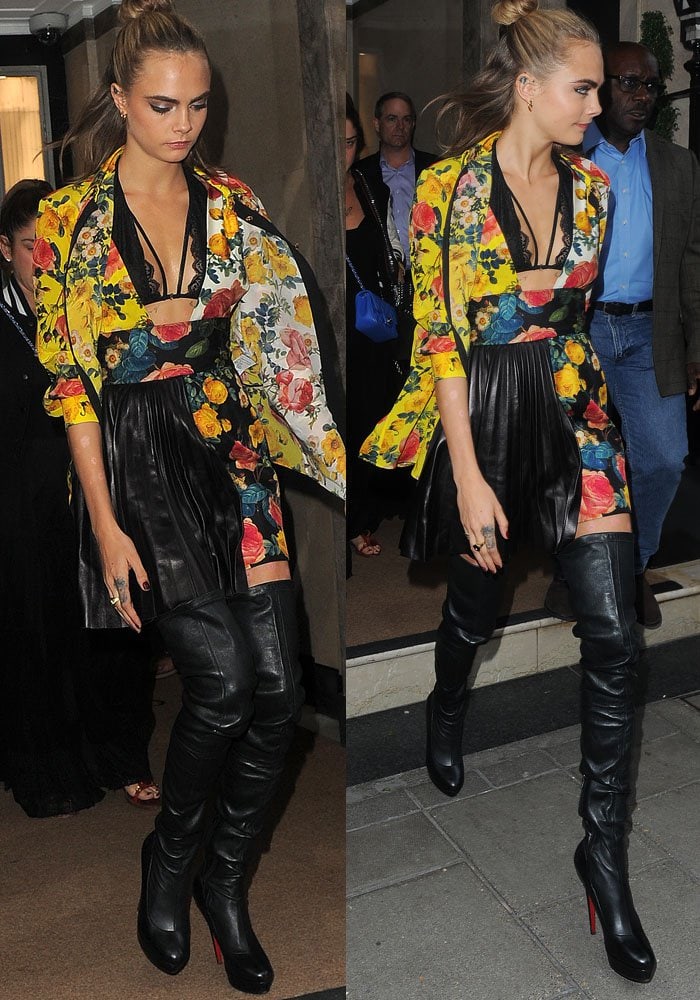 Cara Delevingne goes for a Japanese-inspired modern floral kimono look