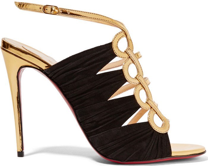 Christian Louboutin Tina Cage 100 metallic leather and suede sandals