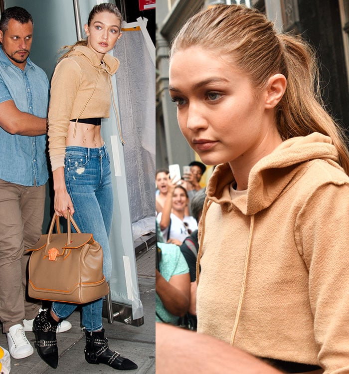 Gigi-Hadid-Danielle-Guizio-camel-crop-hoodie-jeans-boots