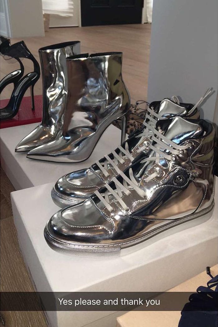 Kylie Jenner silver Balenciaga shoes