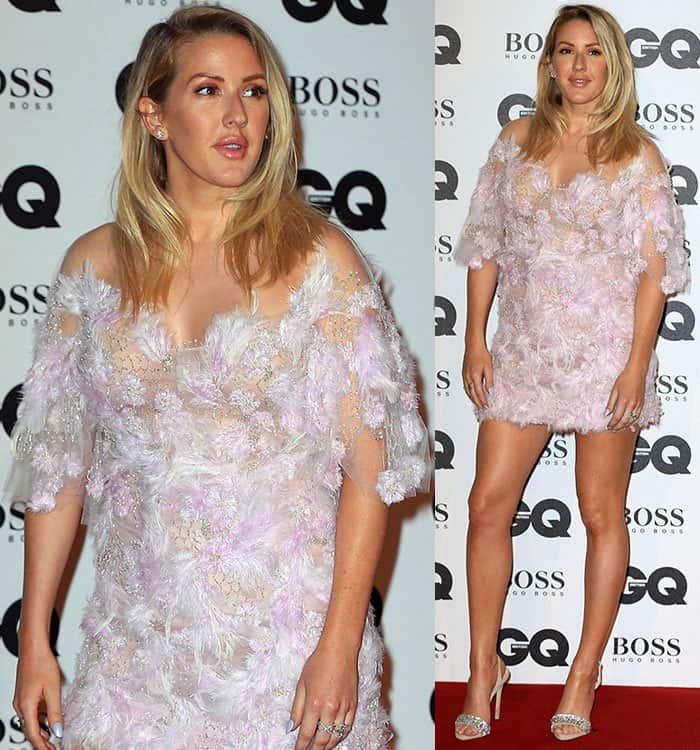 Ellie Goulding in a lilac floral dress from Marchesa
