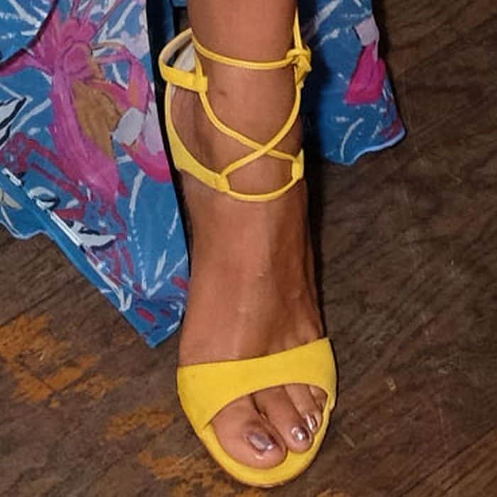 Jada brought the sunshine to New York with a bright Gianvito Rossi "Darcy" pair