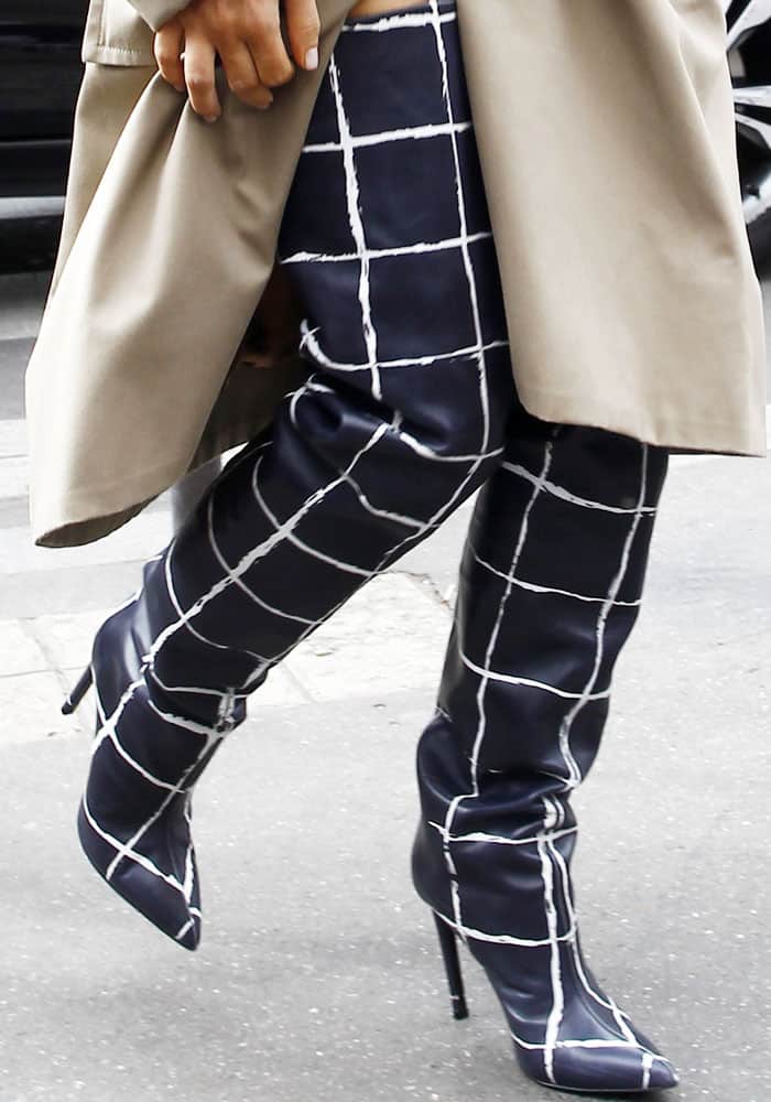 Kim Kardashian in Printed Thigh High Balenciaga Boots