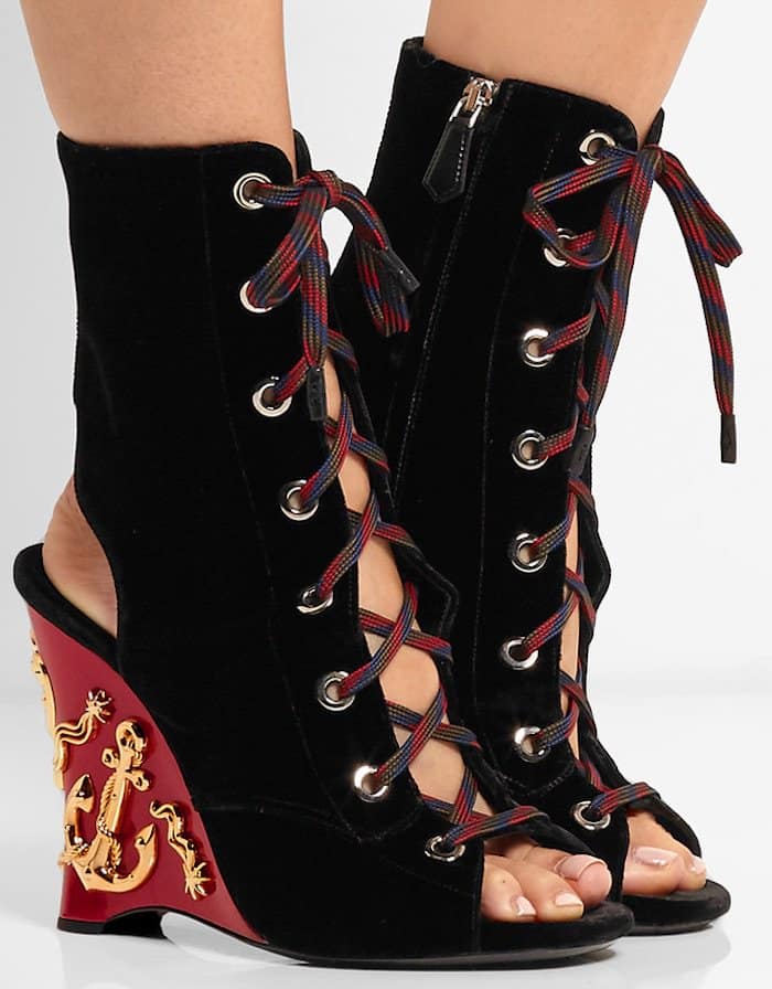 Prada Embellished Velvet Boots