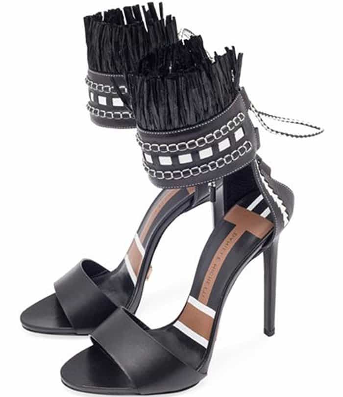 daniele-michetti-black-white-fringed-heel-sandals