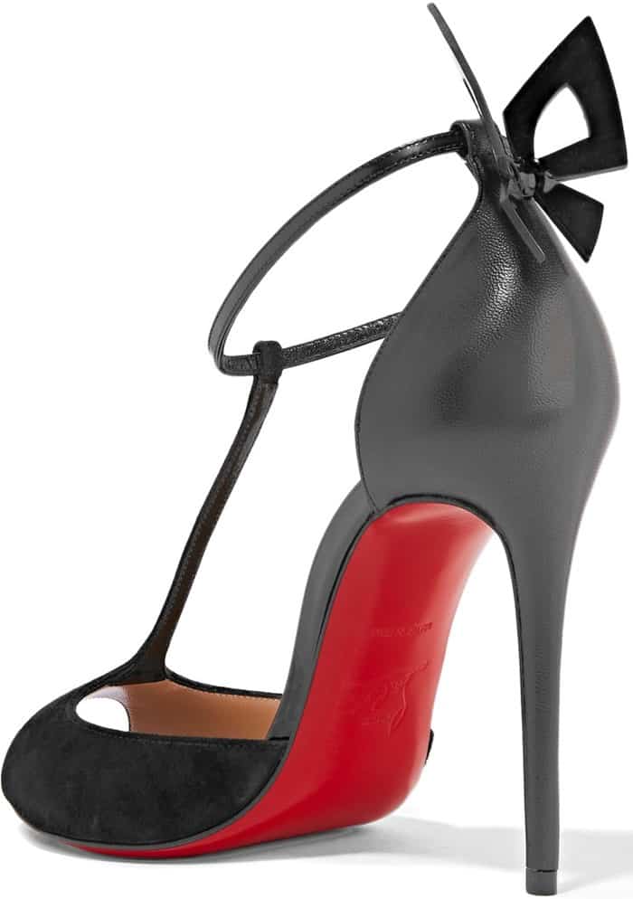 Christian Louboutin 'Aribak' 100 Bow-Embellished Leather and Suede T-Bar Sandals