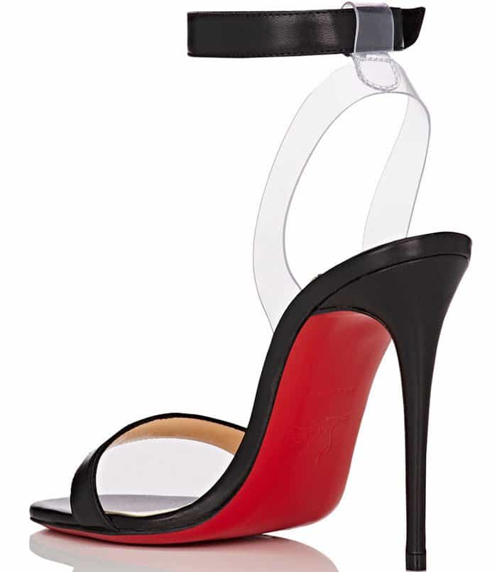 This style's transparent heel sling is designed to create the appearance of a floating ankle strap