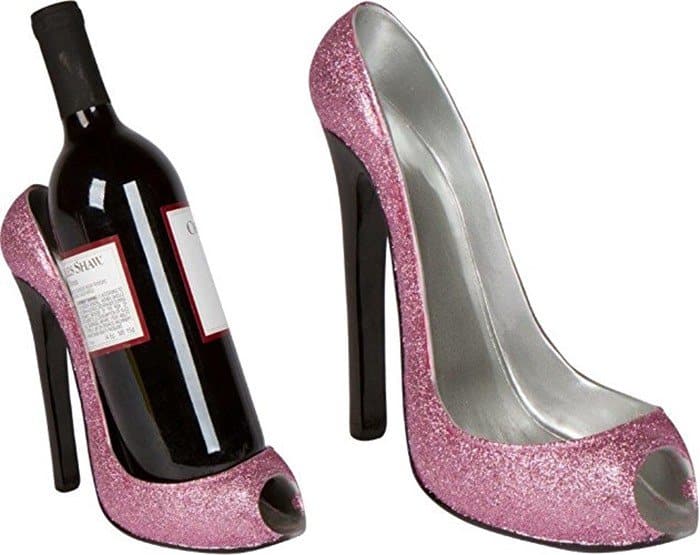 Pink Glitter High Heel Wine Bottle Holder