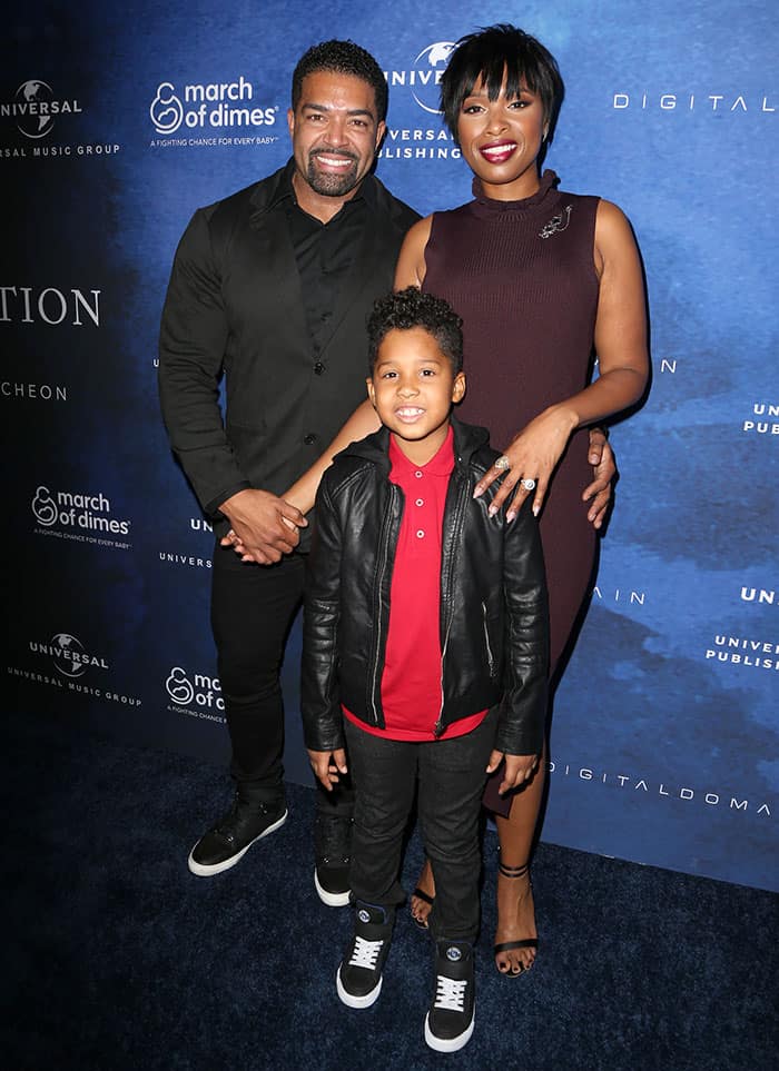Jennifer Hudson with husband David Otunga and son David Otunga Jr. at the 2016 March of Dimes: Celebration of Babies in Los Angeles on December 9, 2016