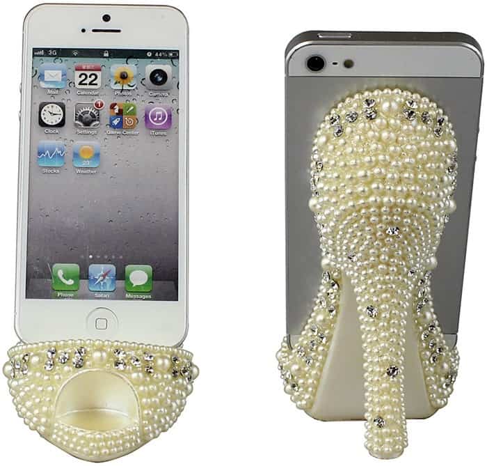 Pearl Crystal Shoe Cell Phone Holder