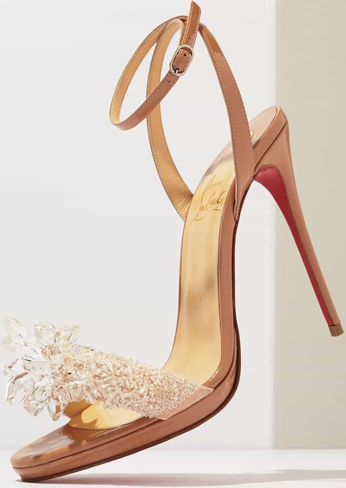 Christian Louboutin crystal-embellished sandal in patent leather