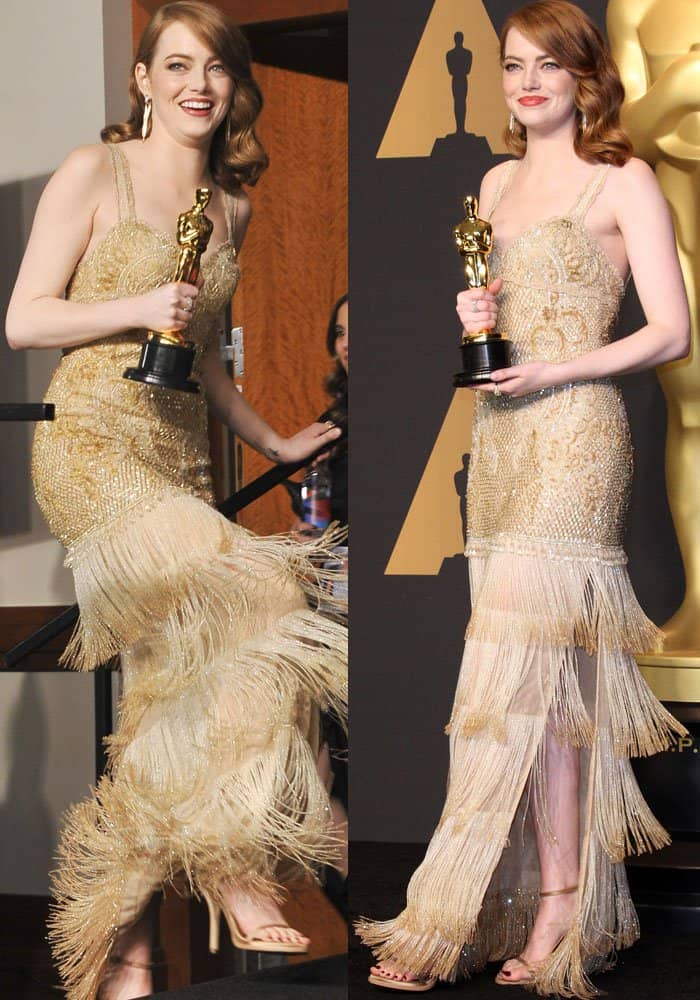 Emma wore a custom haute couture Givenchy dress that reportedly took 1,700 hours to make