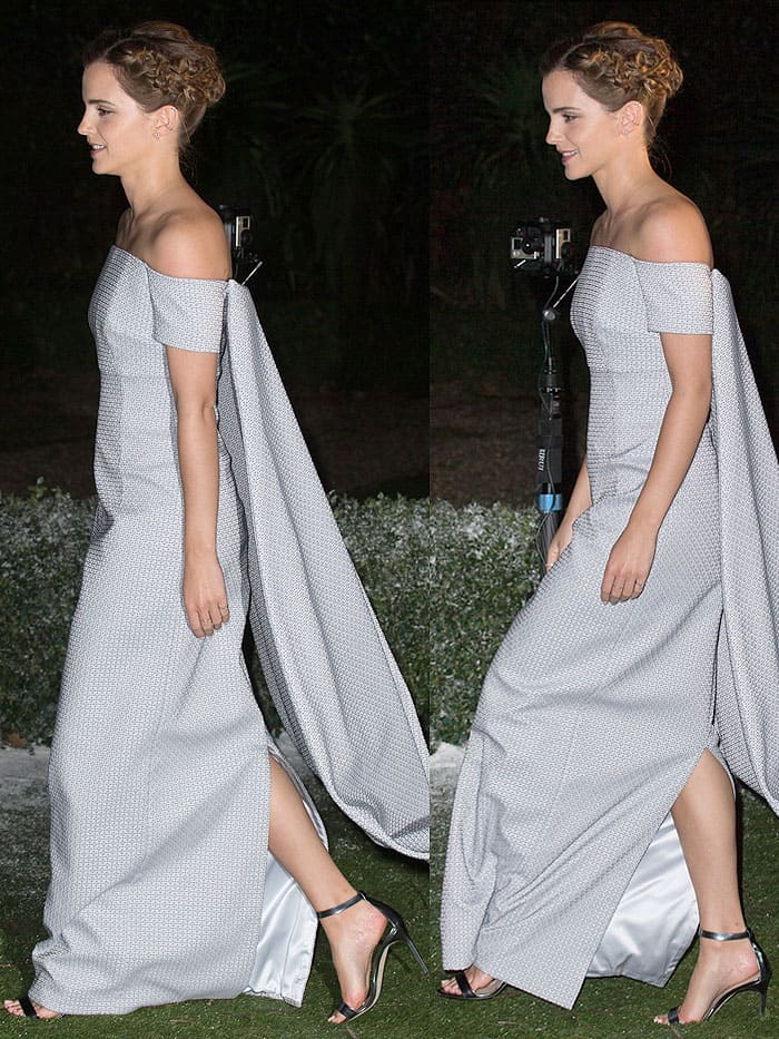 Emma Watson in an Emilia Wickstead gown and Manolo Blanik 'Chaos' sandals