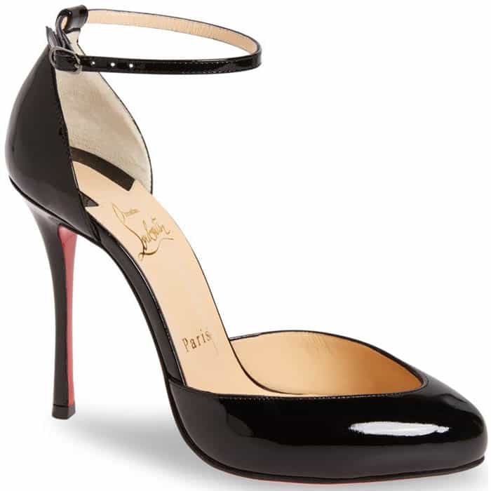 Christian Louboutin Dollyla Low-Vamp Ankle-Strap Pumps in Black Patent