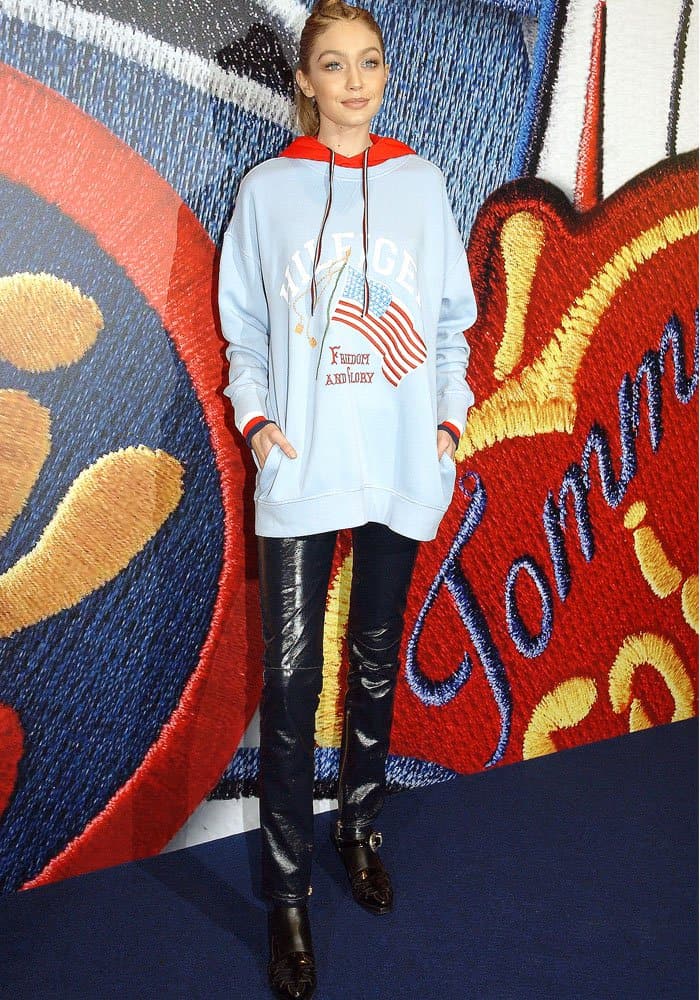 Gigi Hadid attends the Capsule Collection TOMMYxGIGI Spring 2017 in Paris on February 28, 2017
