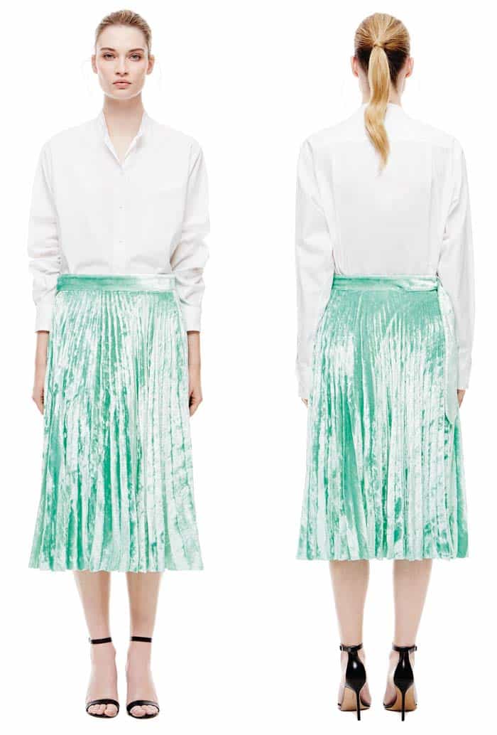 Victoria Beckham Grandad Shirt, $790 and Pleated Skirt