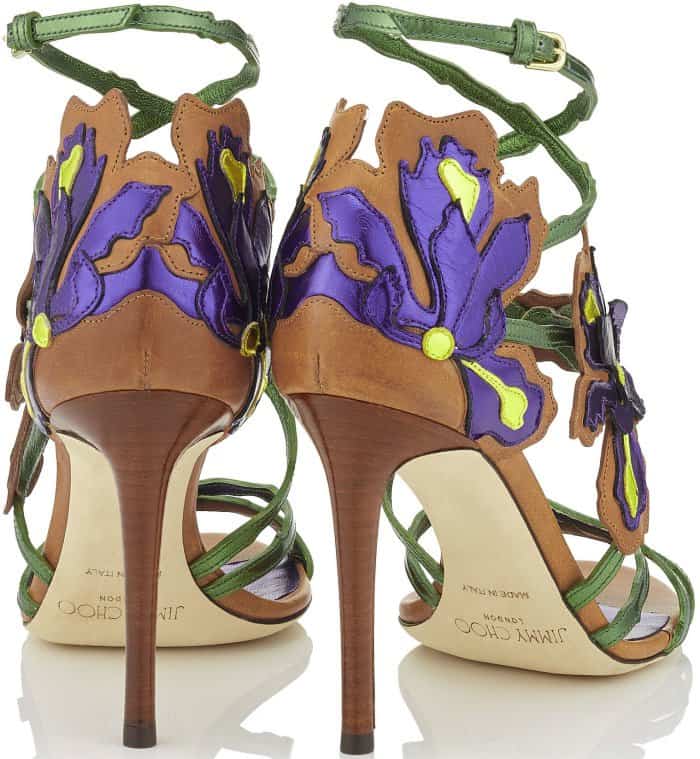 Jimmy Choo "Lolita" Canyon Mix Mirror Leather and Vaccetta Sandals