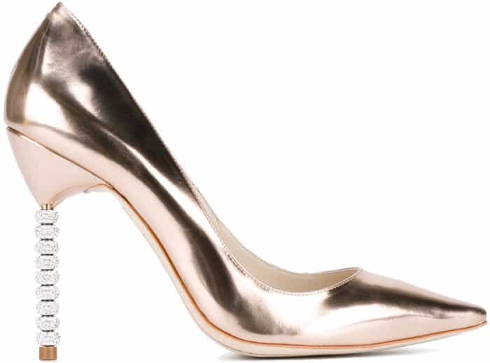 Sophia Webster “Coco Crystal” Pumps in Rose Gold Leather