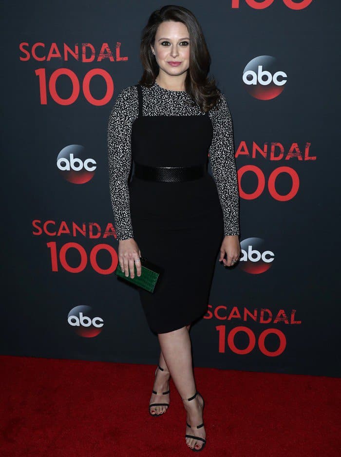 Katie Lowes attending ABC's 'Scandal' 100th episode celebration, at Fig & Olive in West Hollywood on April 8, 2017