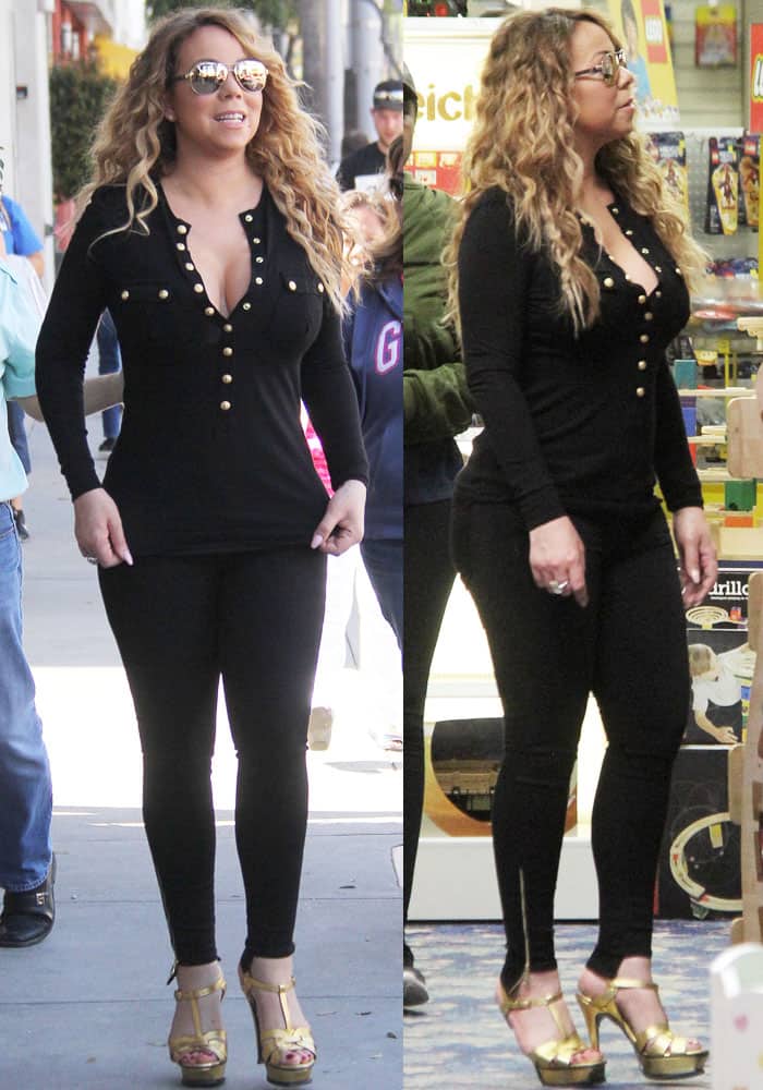 Mariah put her curves on display in an all-black ensemble