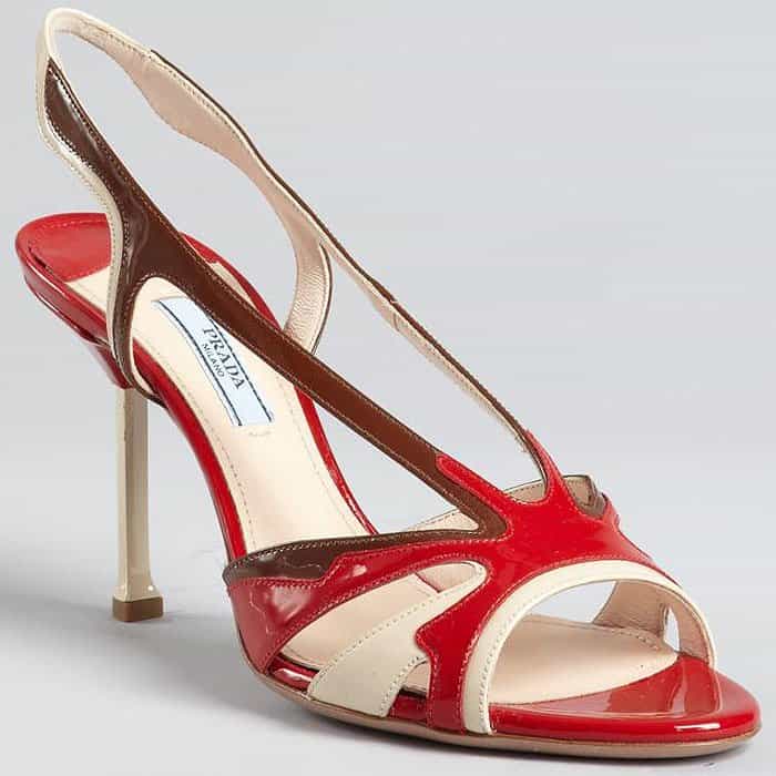 Prada Spring 2012 Patent Colorblock Slingback Sandals