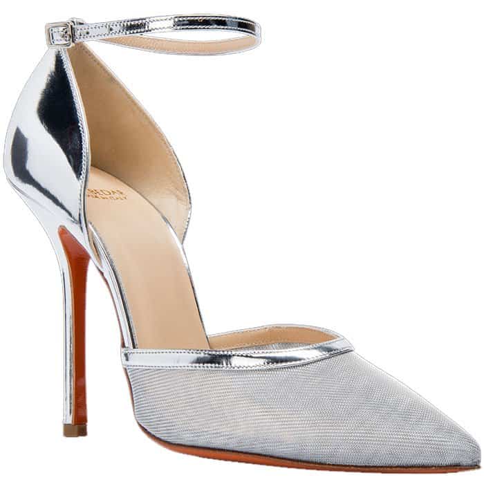 Soebedar Dona silver patent leather and silver mesh ankle-strap pumps