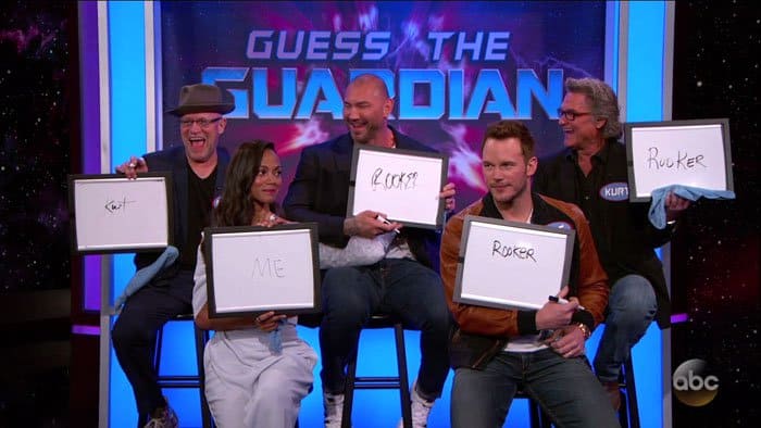 The cast of "Guardians of the Galaxy Vol. 2" play a guessing game