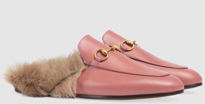 Gucci “Princetown” Slippers in Pink Rose Leather