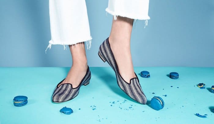 Manolo Blahnik “Shari” Woven Fabric Loafers