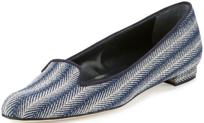Manolo Blahnik “Shari” Woven Fabric Loafers