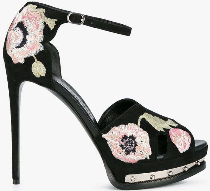Alexander McQueen embroidered floral platform sandals